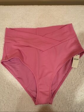 aerie High-Waisted Cross-Front Bikini Bottom in Pink